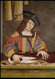 A Cloth Merchant Cutting Cloth